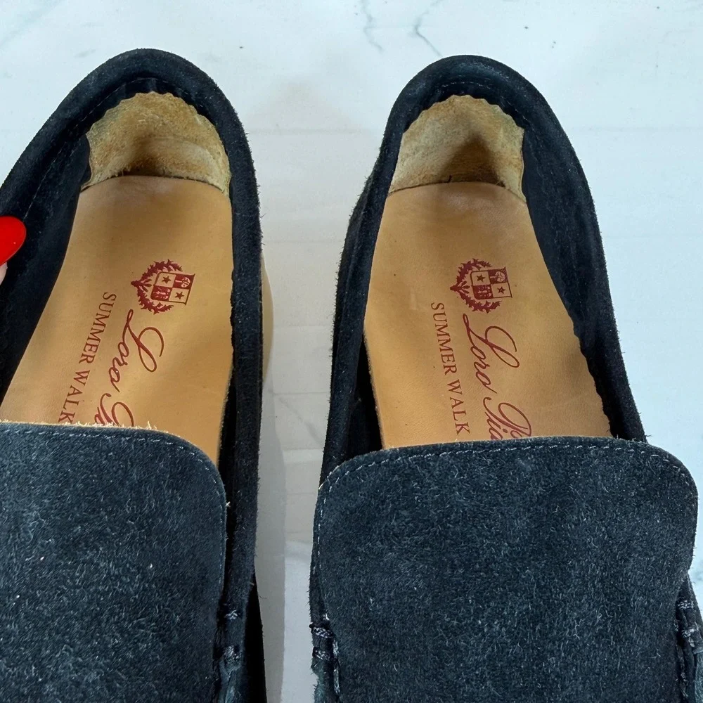 Loro Piana Summer Walk Black Suede Loafers Mens 41/ US 9  Made in Italy Luxury